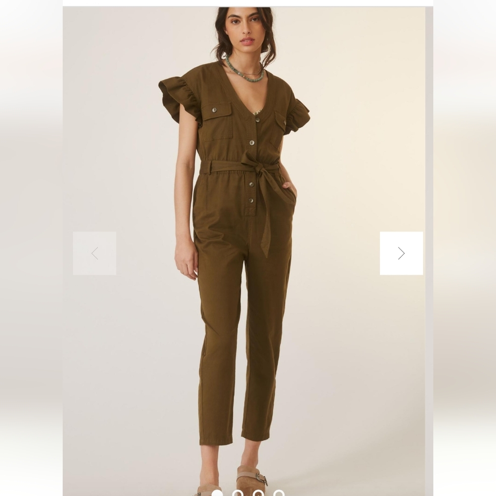 Utility Tie-Waist Jumpsuit in Olive